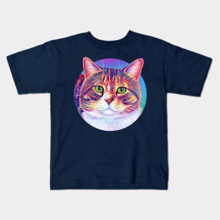 Rainbow Brown Tabby Cat Kids T-Shirt